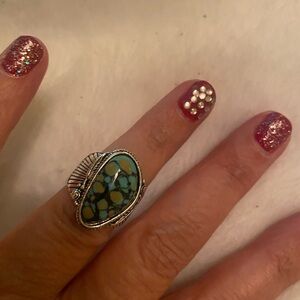 Turquoise and Silver Statement Ring